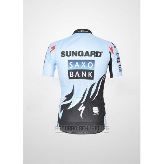 2011 Fahrradbekleidung Saxo Bank Hellblau Trikot Kurzarm und Tragerhose